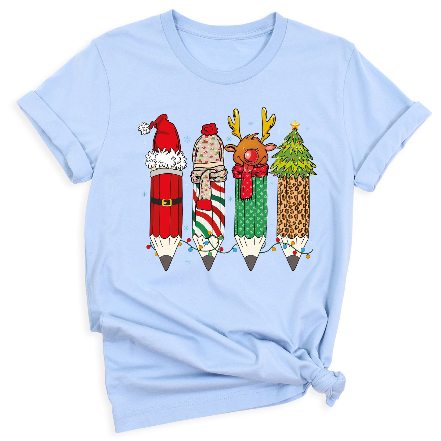 Christmas Teacher Shirt – Teacher Pencil Tee, Santa Holiday Shirt, School Xmas Teacher Life Top for Women
