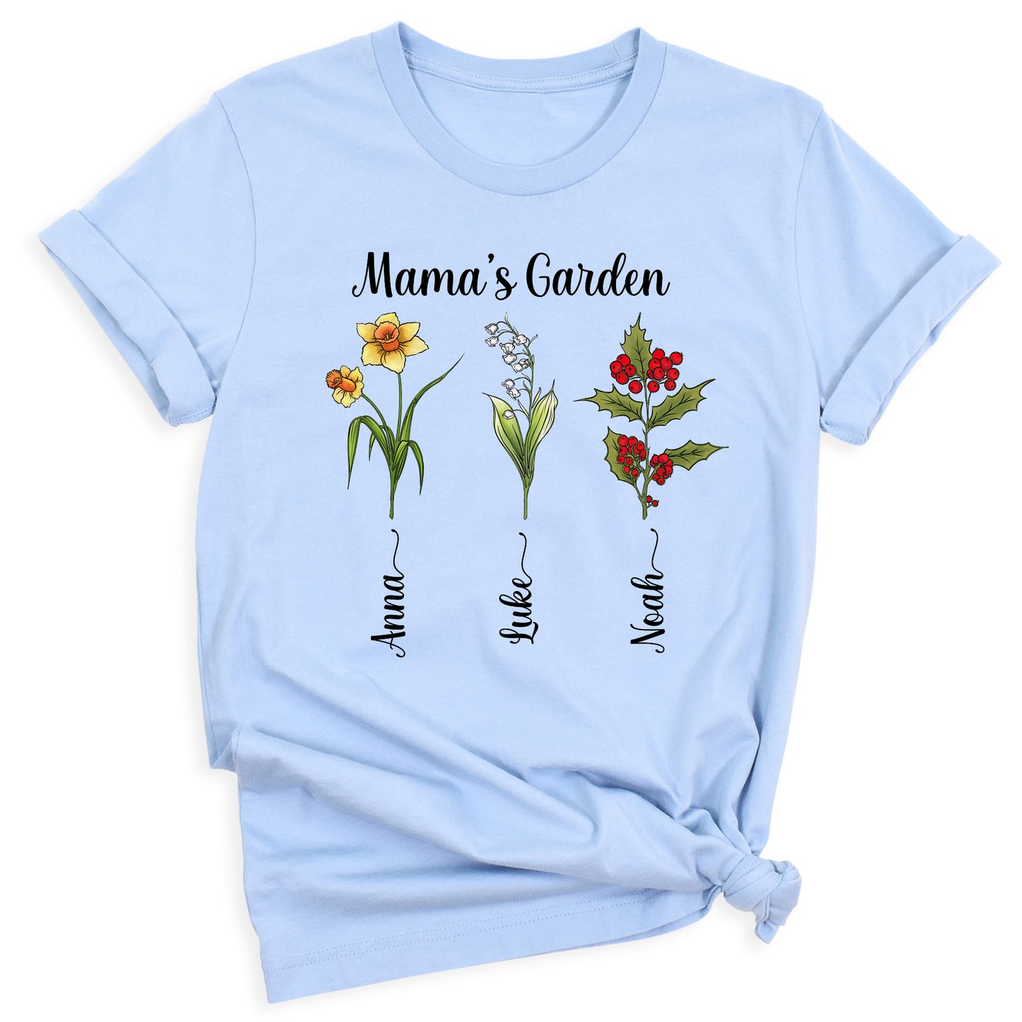 Personalized Birth Month Flower Mom Shirt – Custom Mama’s Garden Tee with Kids Names