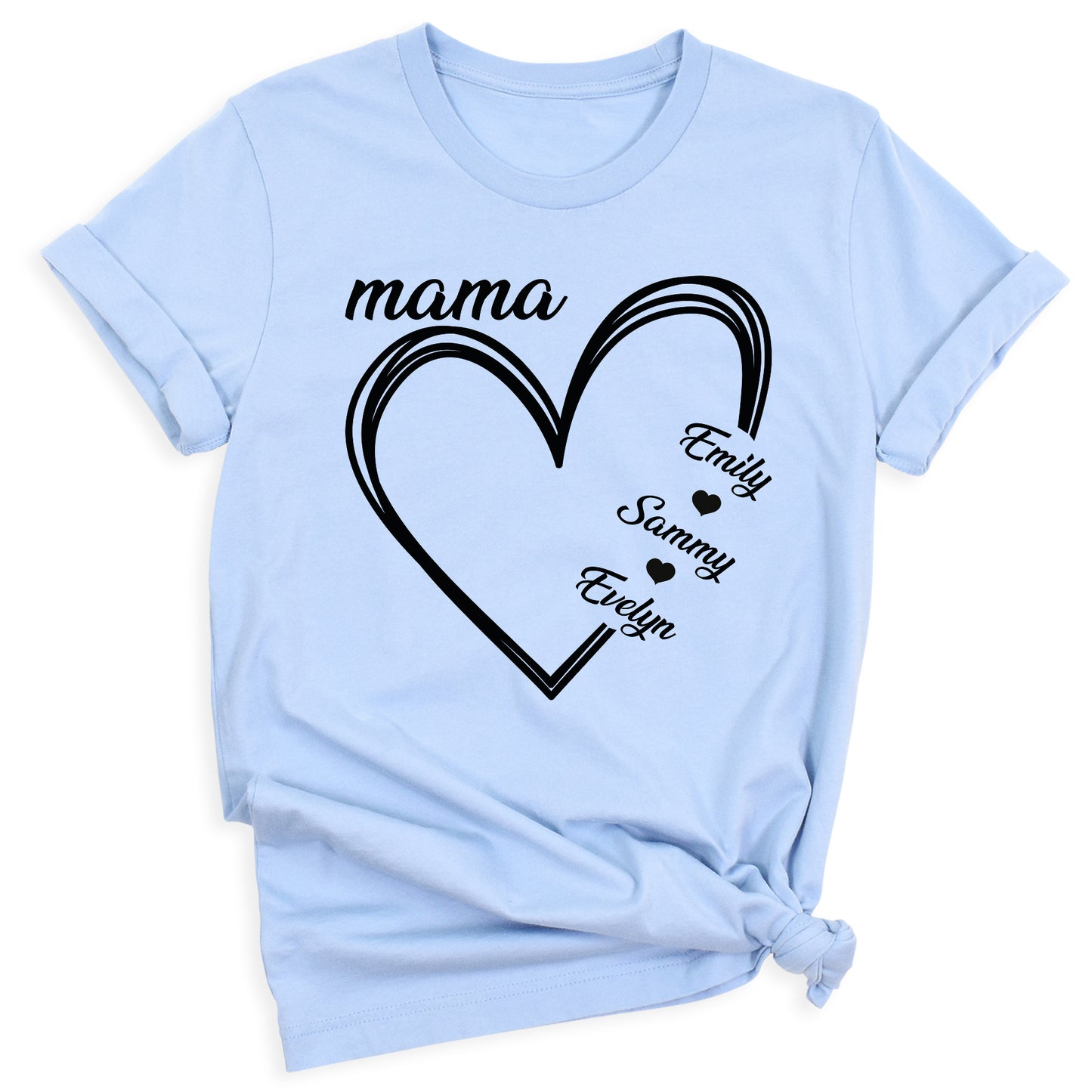 Custom Mama Shirt with Kids Names – Personalized Mom Heart Tee