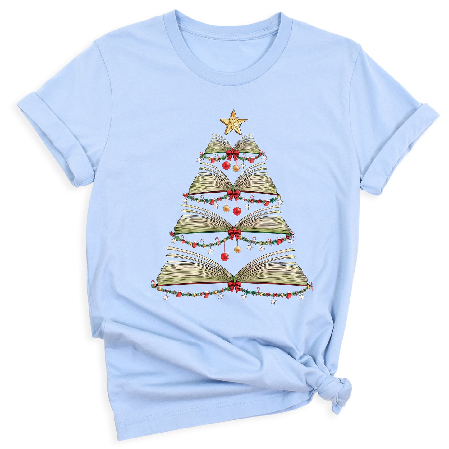 Books Tree Christmas Shirt – Book Lover Holiday Bookworm Tee
