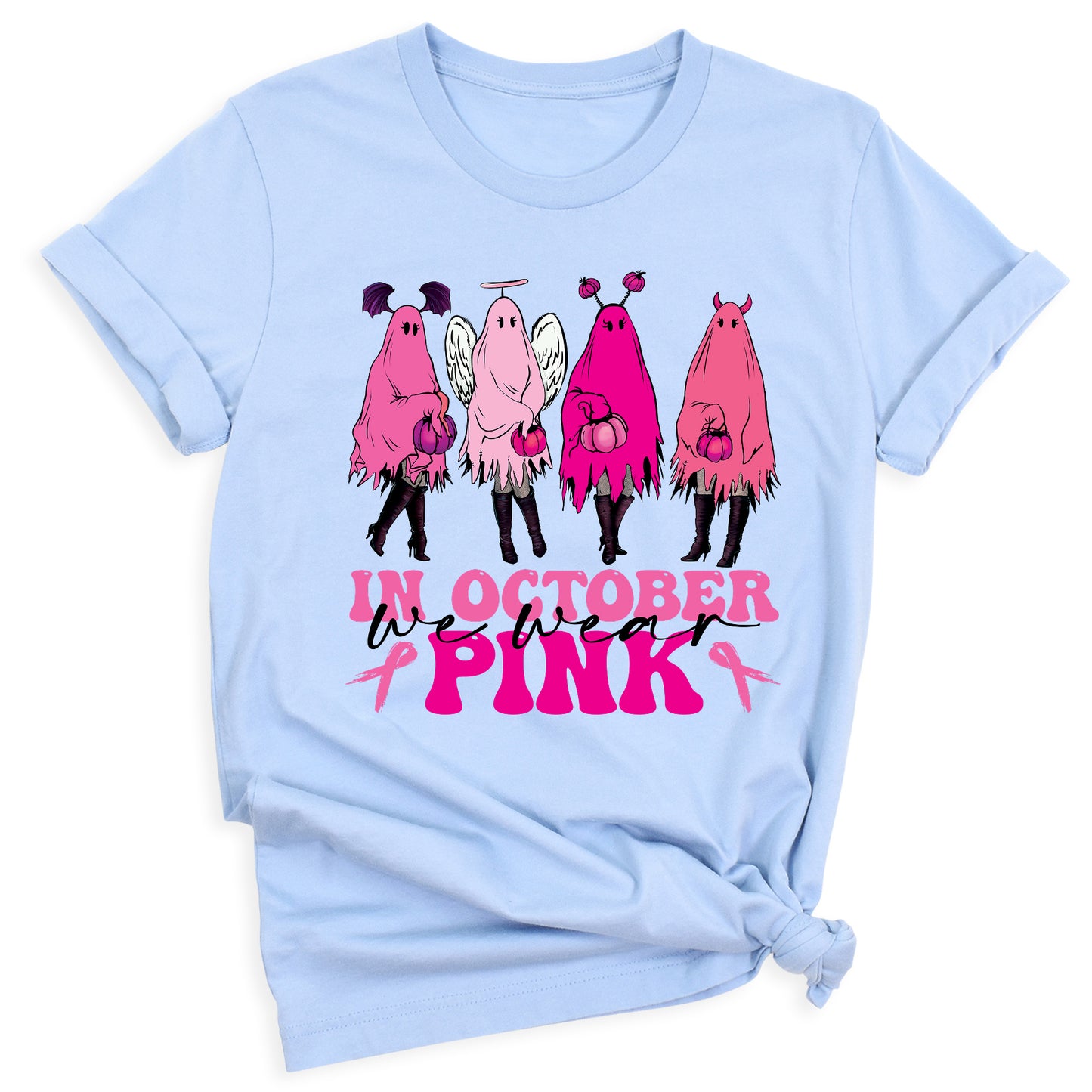 Breast Cancer Halloween Shirt – Pink Ghost Tee | Breast Cancer Awareness October Shirt