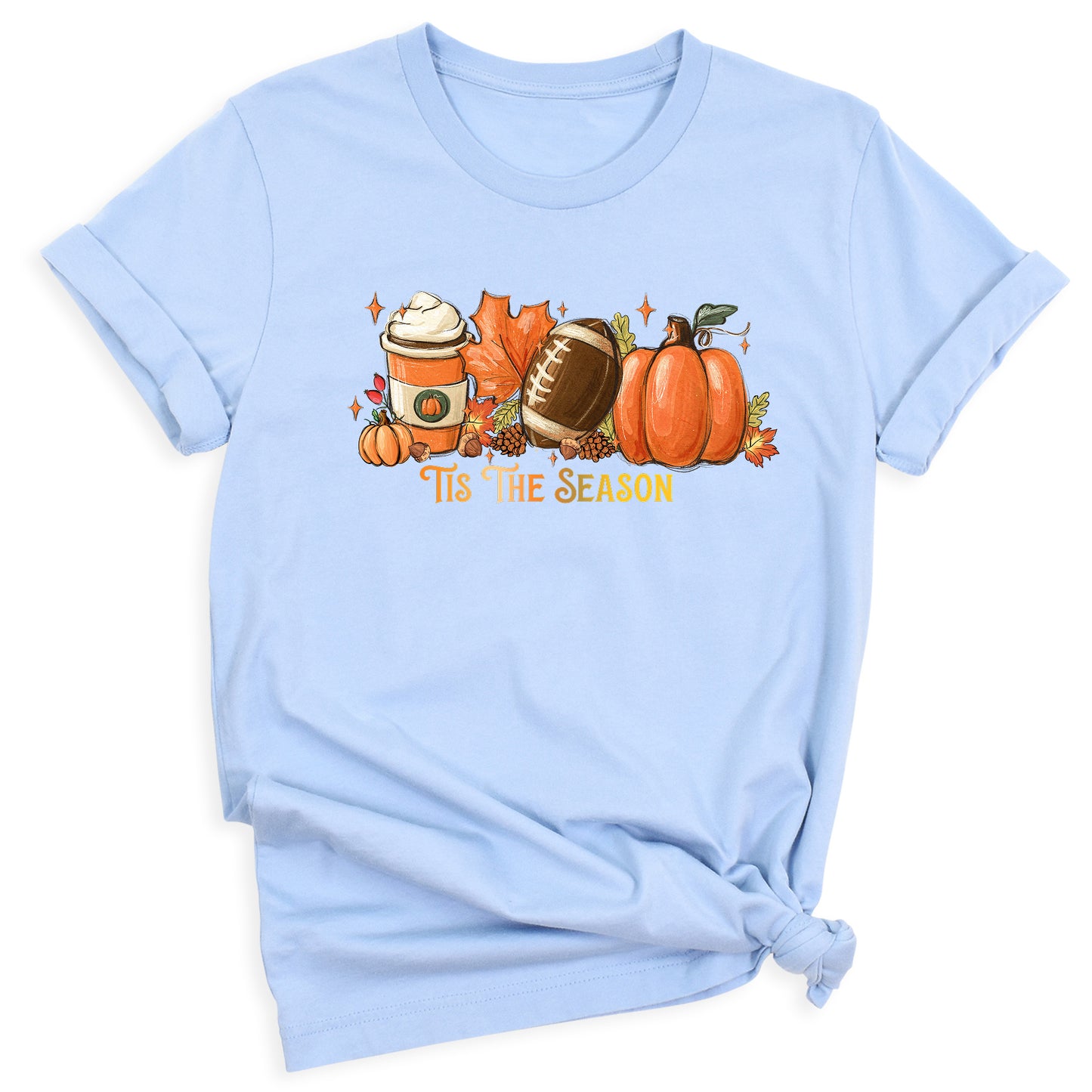 Tis The Season Fall Football Shirt – Pumpkin Coffee Autumn Vibes Tee