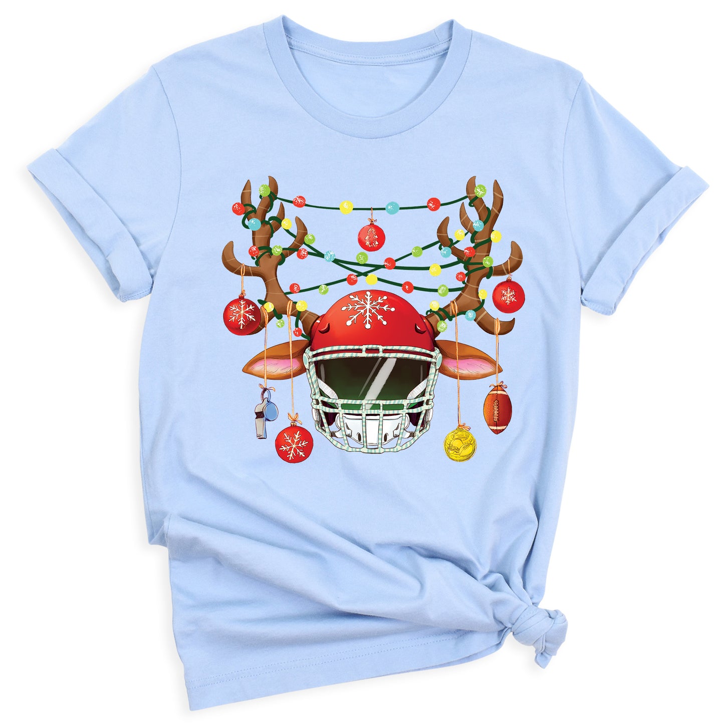 Football Christmas Shirt – Sports Xmas Lights Tee for Game Day