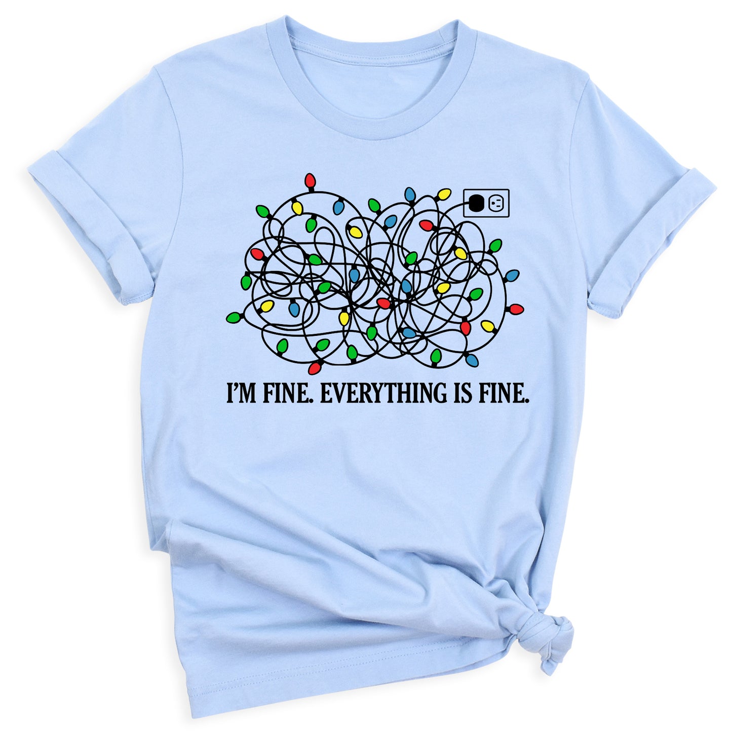 I’m Fine Everything is Fine Christmas Shirt – Tangled Lights Funny Holiday Tee