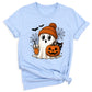 Halloween Ghost and Drink T-Shirt – Pumpkin & Spooky Season Tee