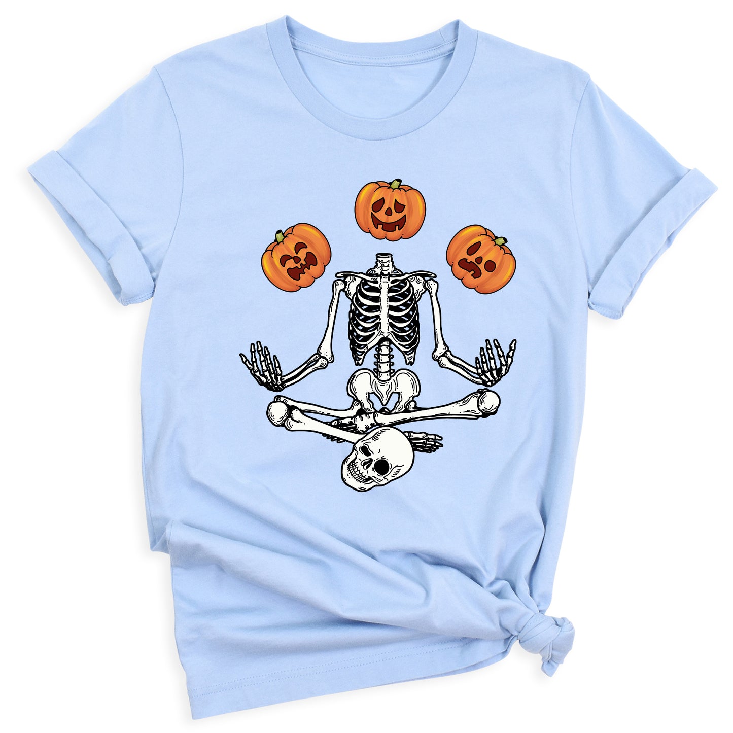 Funny Skeleton Yoga Halloween Shirt – Spooky Season Pumpkin Tee