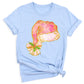 Coquette Santa Hat Pink Bow Shirt – Trendy Christmas Tee for Women & Girls, Xmas Party Holiday Top