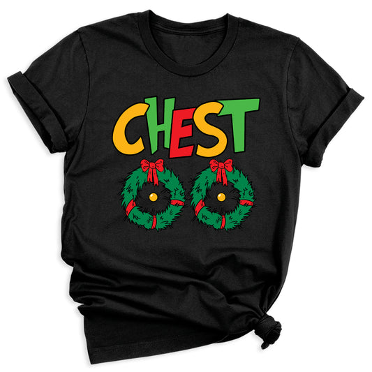 Christmas Chest Nuts Couple Shirts – Funny Matching Holiday Tees for Men & Women, Sarcastic Xmas Party Outfit, Boyfriend Girlfriend Gift