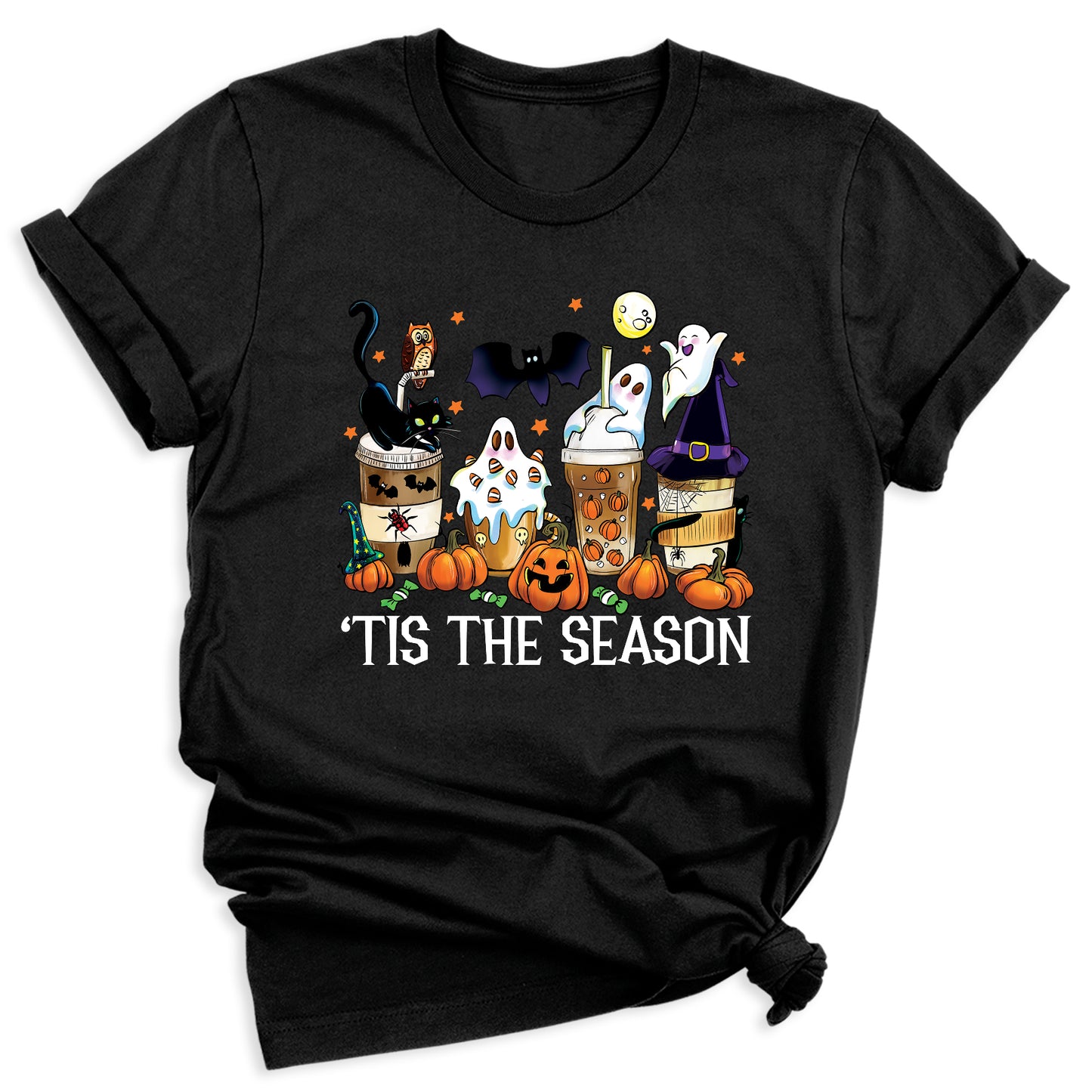 Tis The Season Halloween Coffee Shirt – Funny Fall Shirt for Women, Cute Pumpkin Coffee Tee, Autumn Halloween Gift