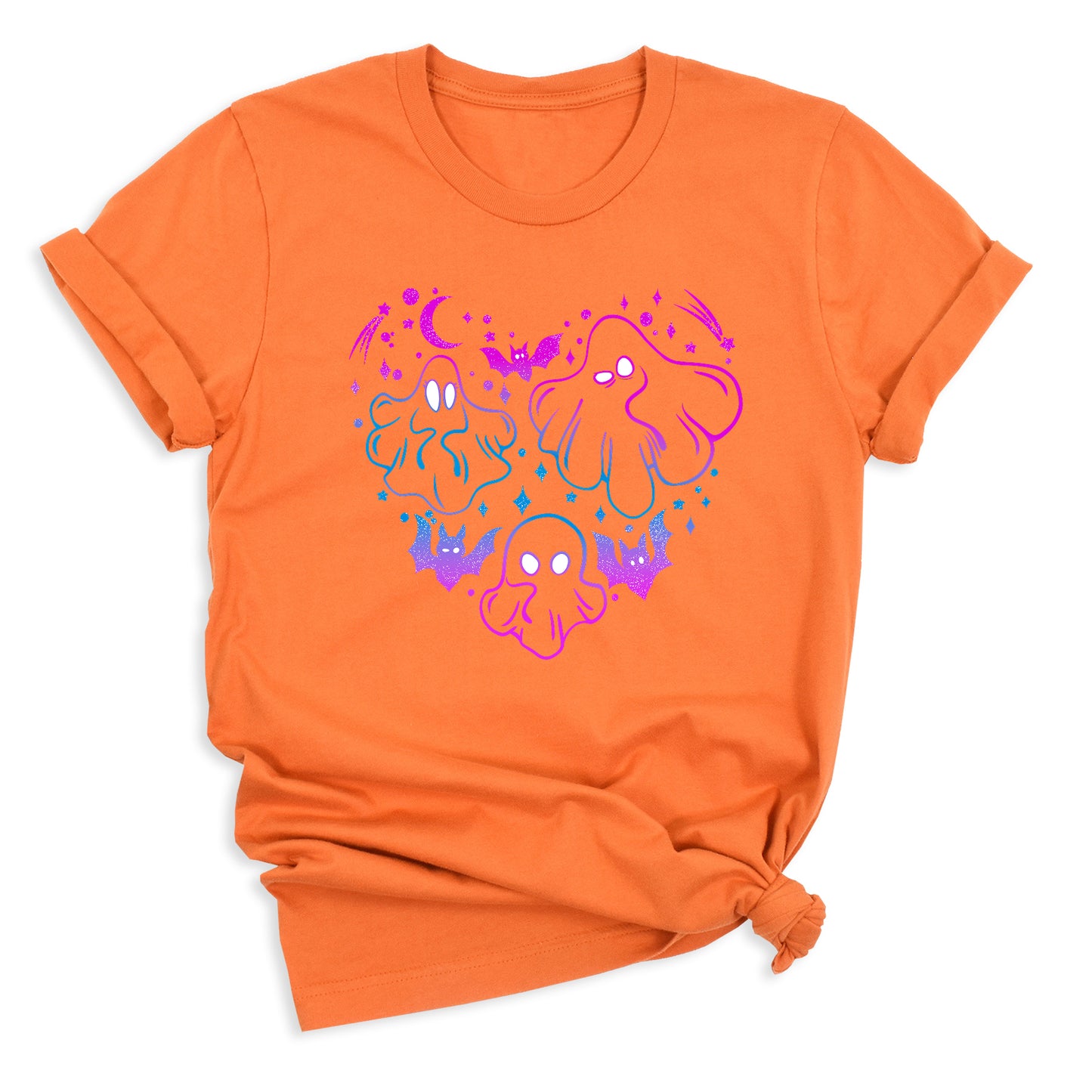 Funny Halloween Ghost & Bat Shirt – Spooky Season Tee for Women, Cute Fall Outfit, Halloween Party Top, Casual Costume Tee