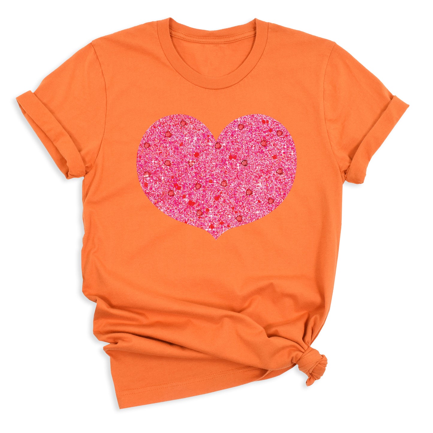 Valentines Day Pink Glitter Heart Shirt – Cute Love Graphic Tee
