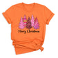 Merry Christmas Tree Shirt for Women – Pink Leopard Print Holiday Tee, Cute Winter Outfit, Ladies Christmas Party Top
