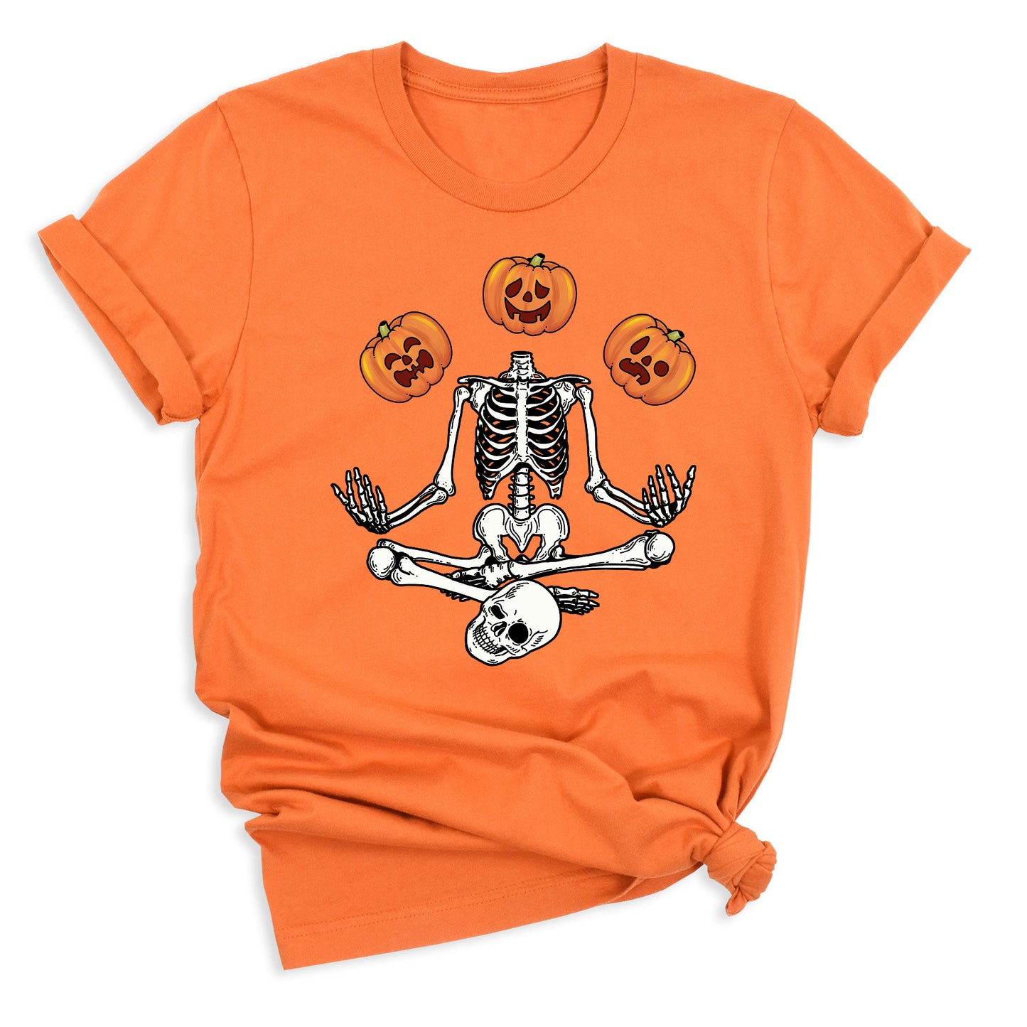 Funny Skeleton Yoga Halloween Shirt – Spooky Season Pumpkin Tee