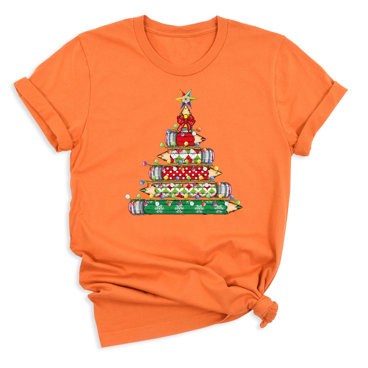 Christmas Pencil Tree Shirt – Teacher Holiday Tee, Cute School Xmas Top for Women & Students