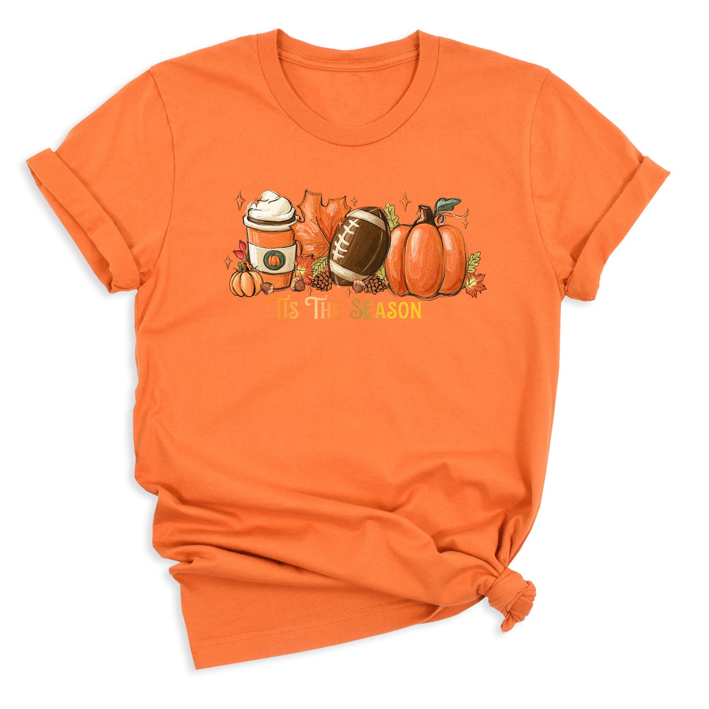 Tis The Season Fall Football Shirt – Pumpkin Coffee Autumn Vibes Tee
