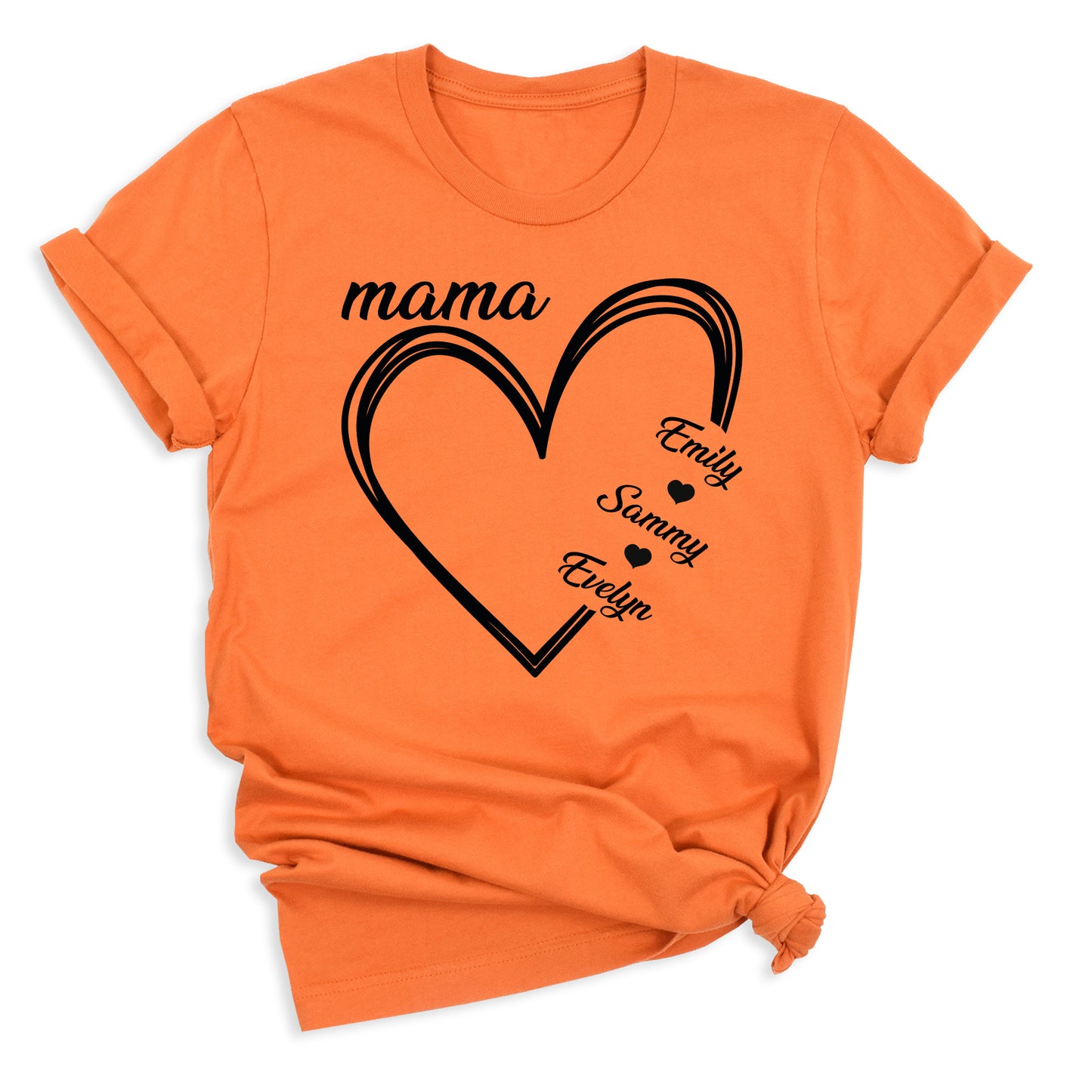 Custom Mama Shirt with Kids Names – Personalized Mom Heart Tee