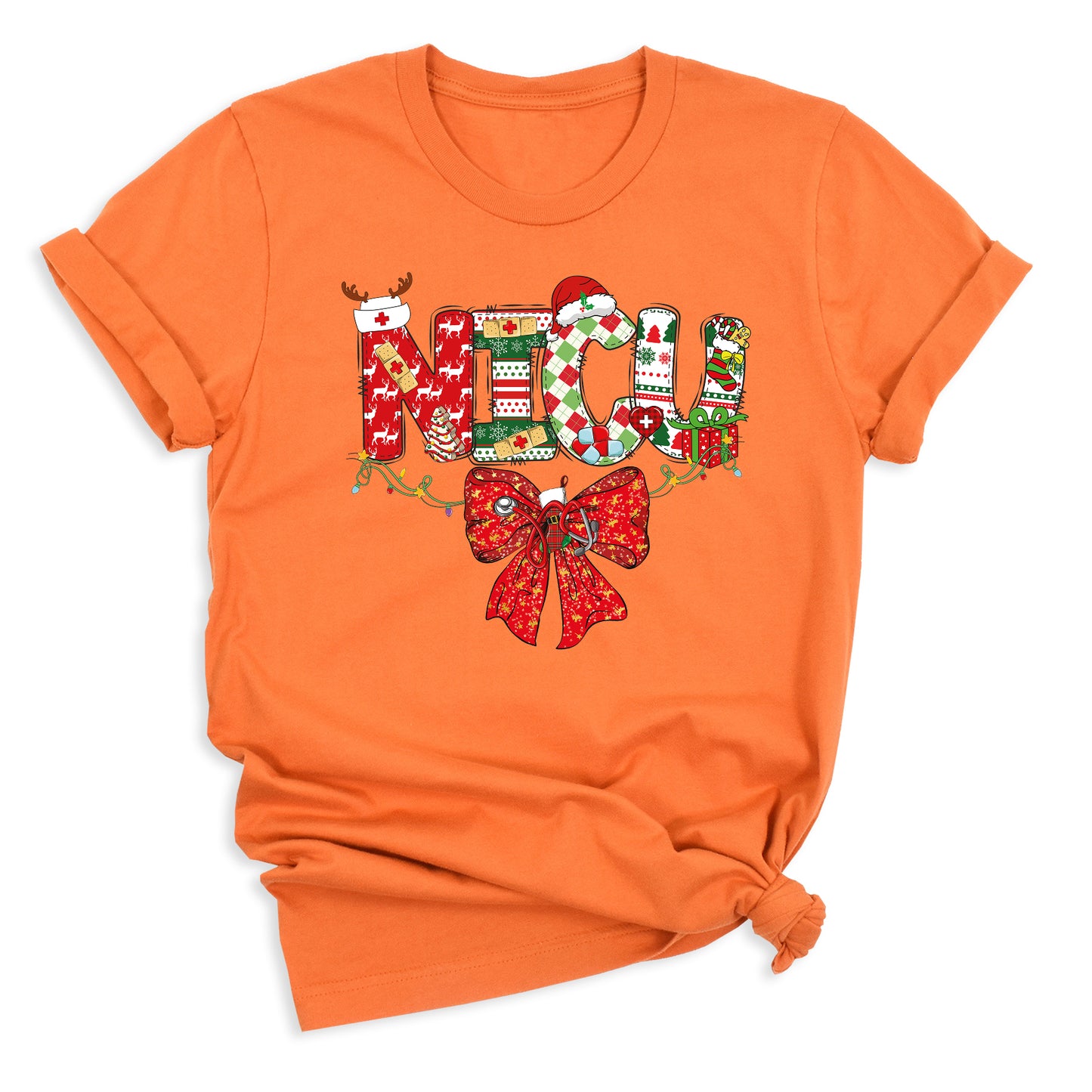 Christmas NICU Nurse Shirt – ICU Holiday Tee, Nursing Santa Hat & Bow Shirt, Merry Xmas Nurse Top