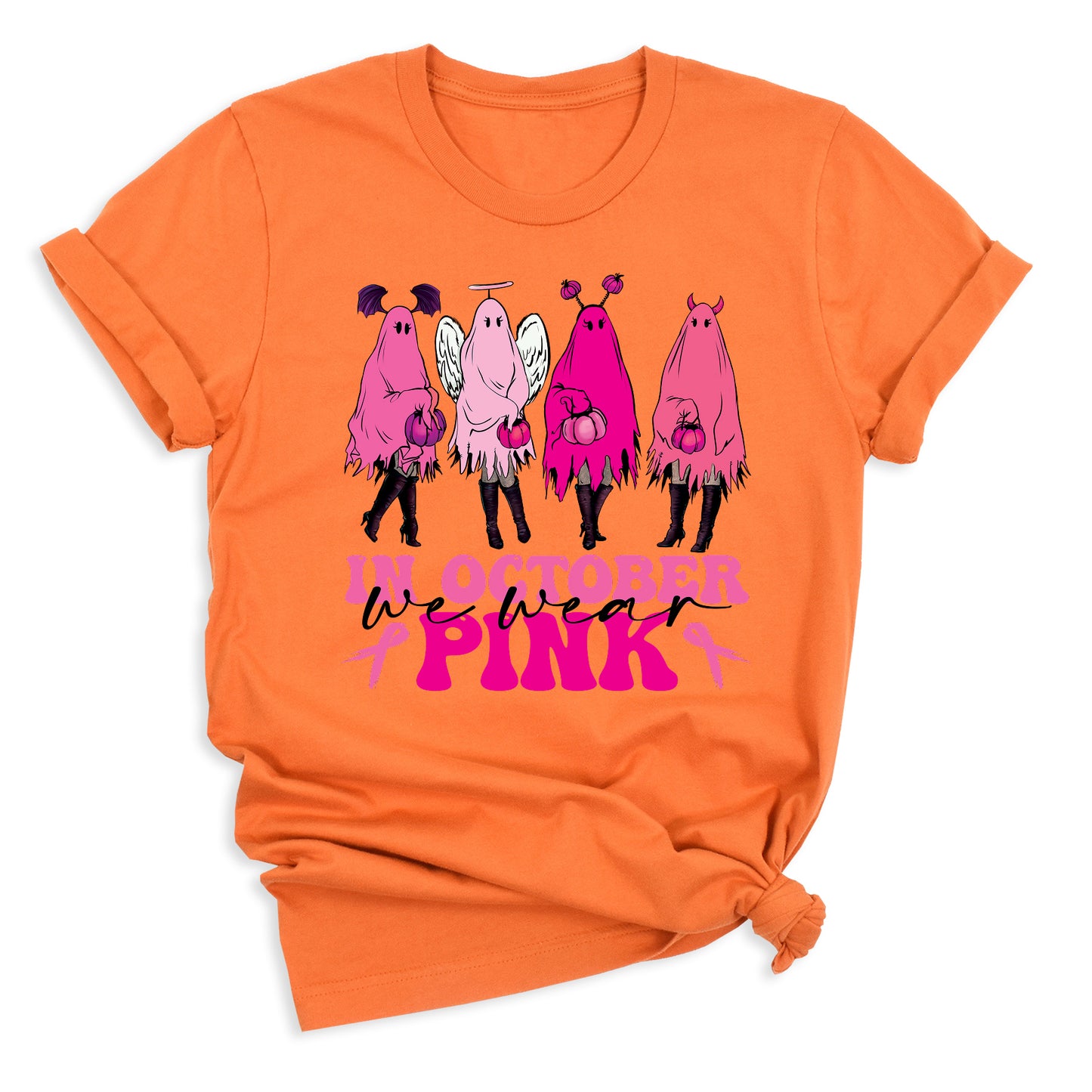 Breast Cancer Halloween Shirt – Pink Ghost Tee | Breast Cancer Awareness October Shirt