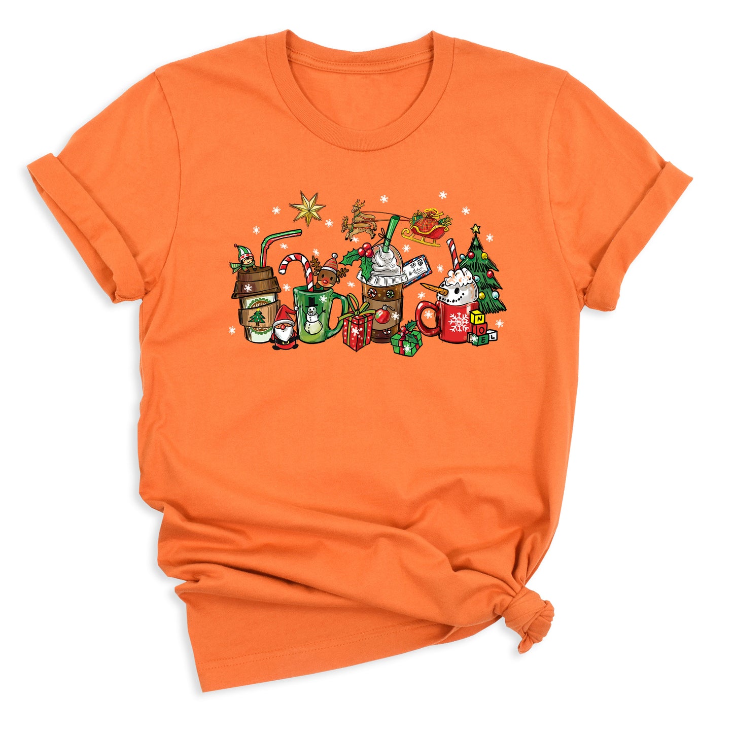 Christmas Latte Coffee T-Shirt – Holiday Coffee Lover Tee, Cute Xmas Shirt with Mugs & Christmas Tree Design
