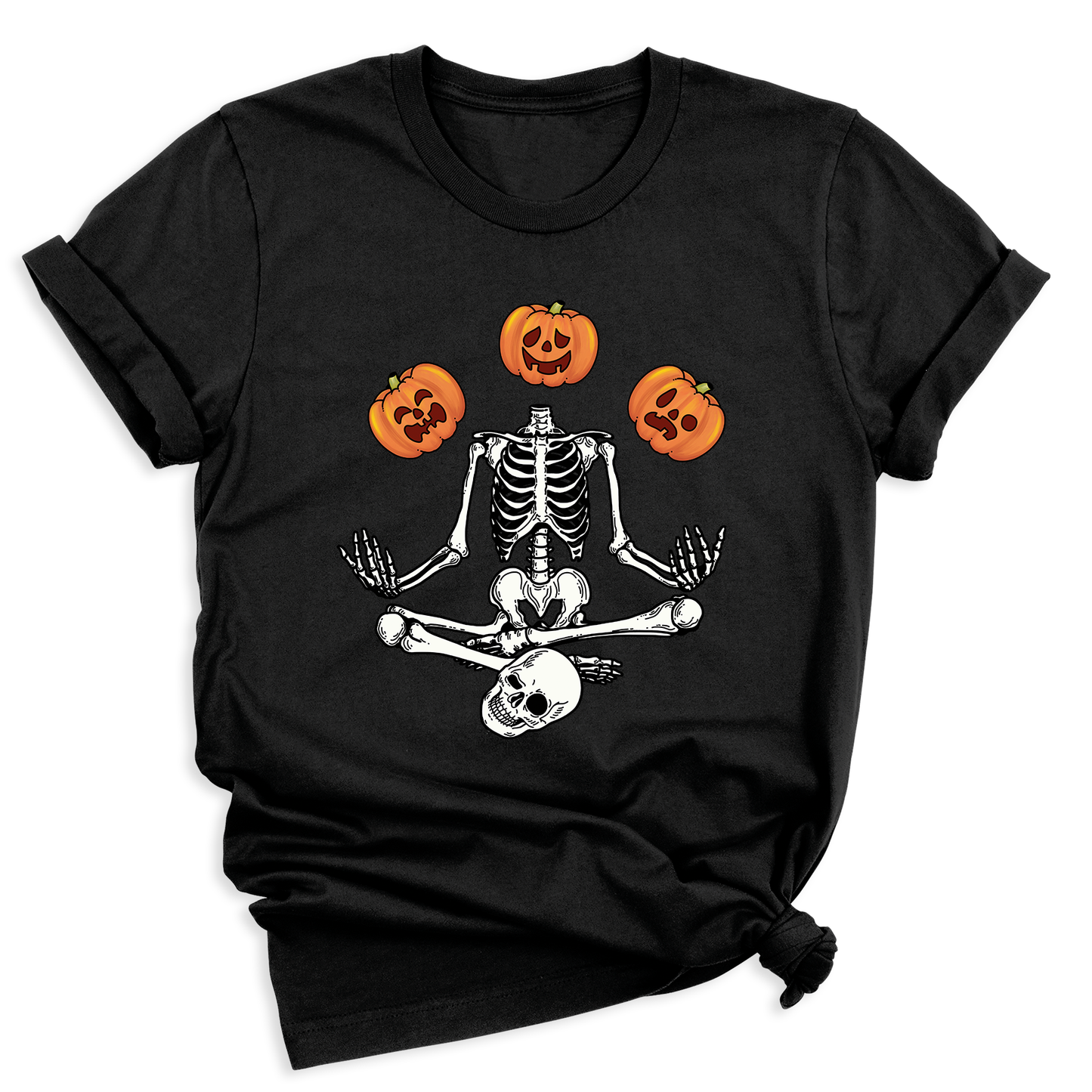 Funny Skeleton Yoga Halloween Shirt – Spooky Season Pumpkin Tee