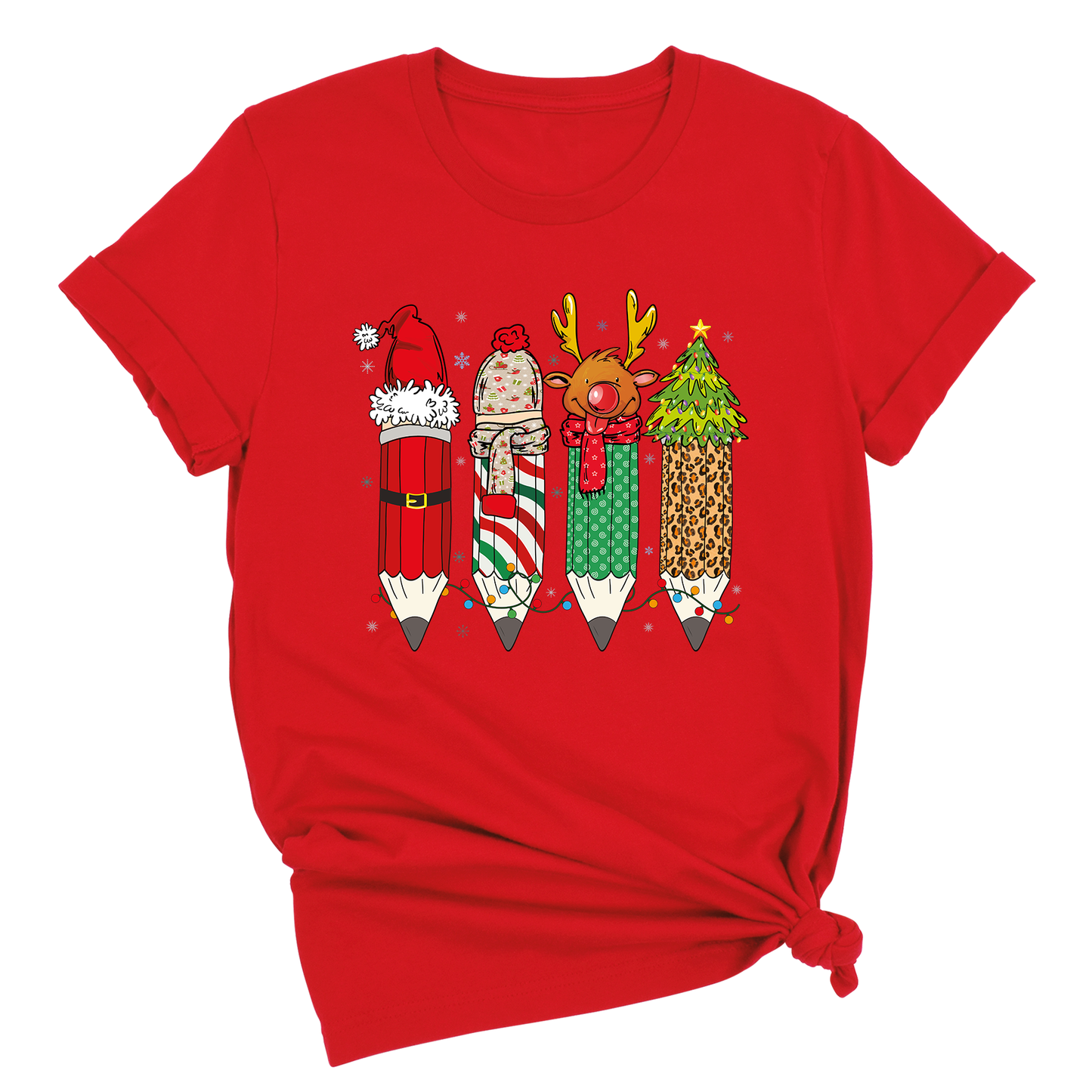 Christmas Teacher Shirt – Teacher Pencil Tee, Santa Holiday Shirt, School Xmas Teacher Life Top for Women