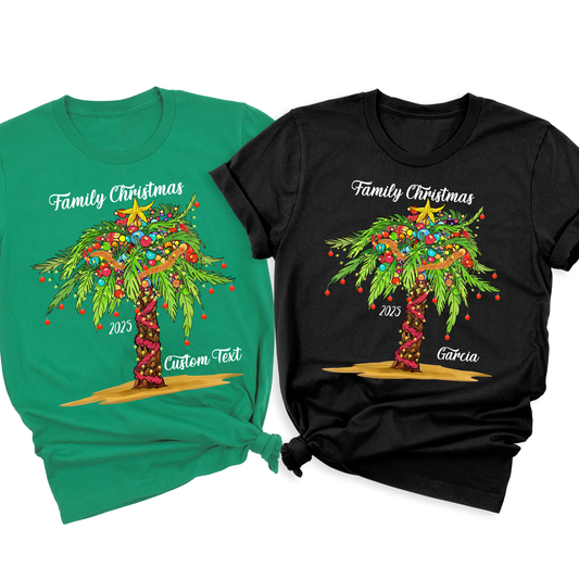 Custom Family Christmas Tree Shirts – Matching Christmas T-Shirts with Personalized Name & Year | Holiday Family Outfit