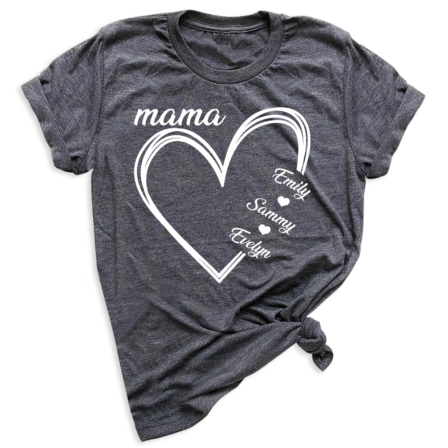 Custom Mama Shirt with Kids Names – Personalized Mom Heart Tee