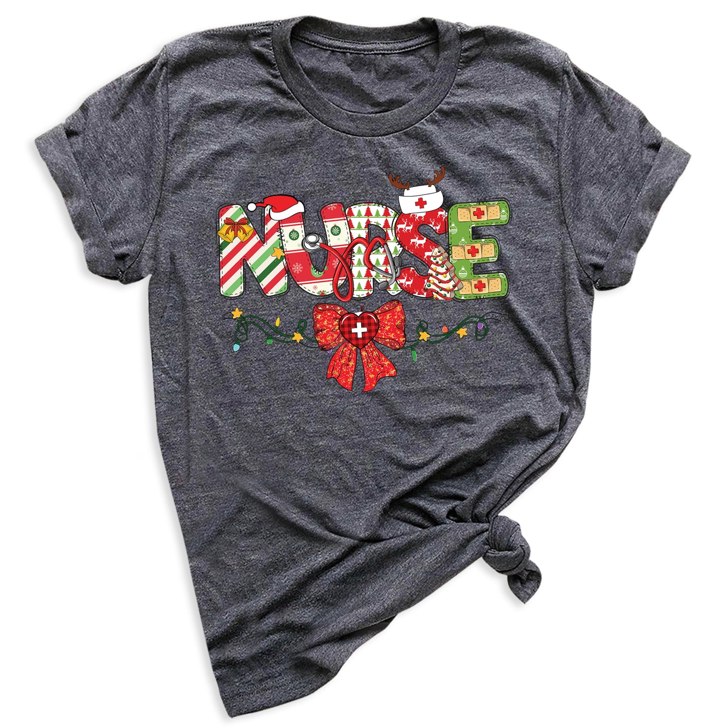 Christmas Nurse Shirt – Nursing Santa Hat Tee, Cute Xmas Bow Top, Nurse Appreciation Holiday Gift