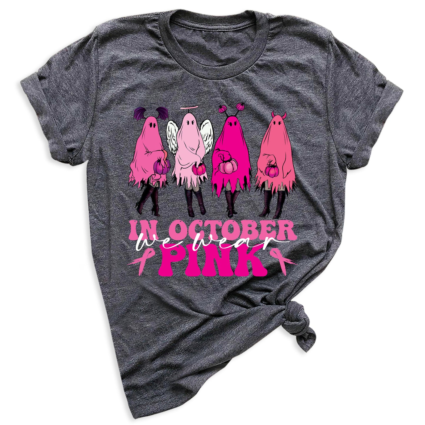 Breast Cancer Halloween Shirt – Pink Ghost Tee | Breast Cancer Awareness October Shirt