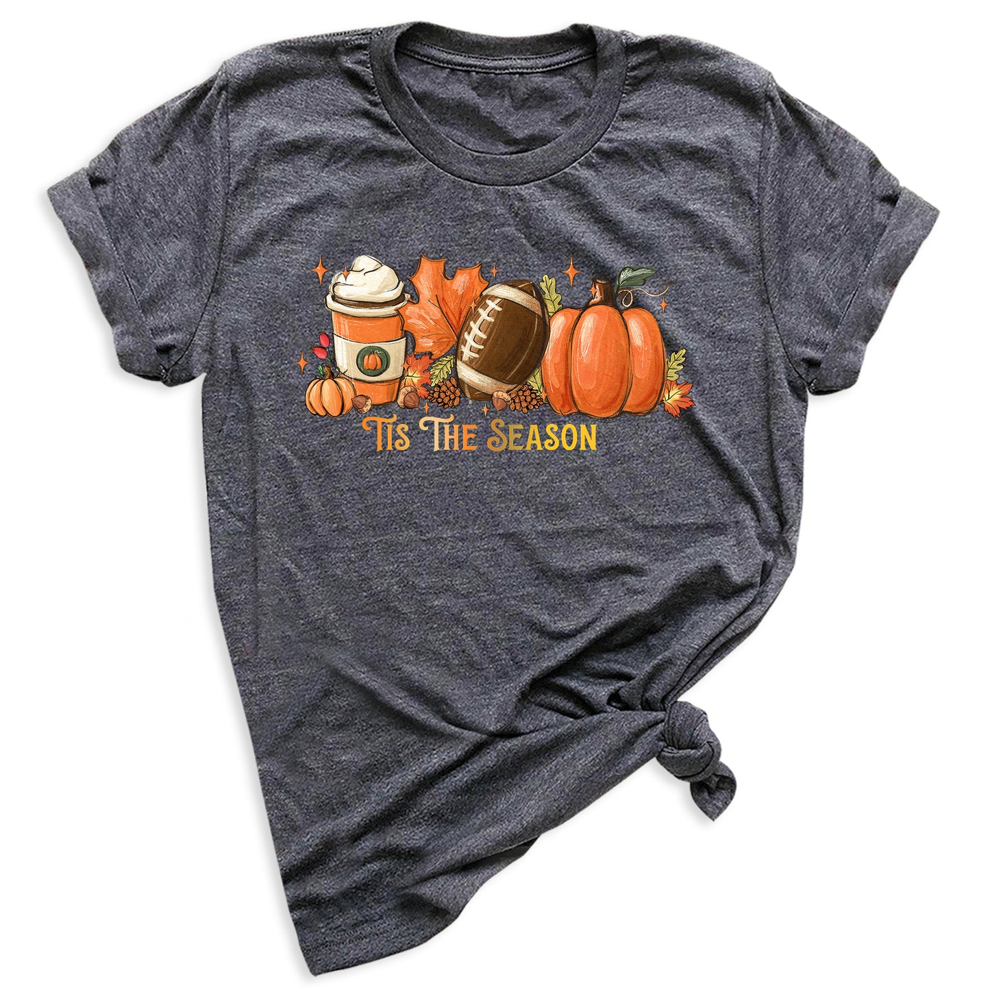 Tis The Season Fall Football Shirt – Pumpkin Coffee Autumn Vibes Tee