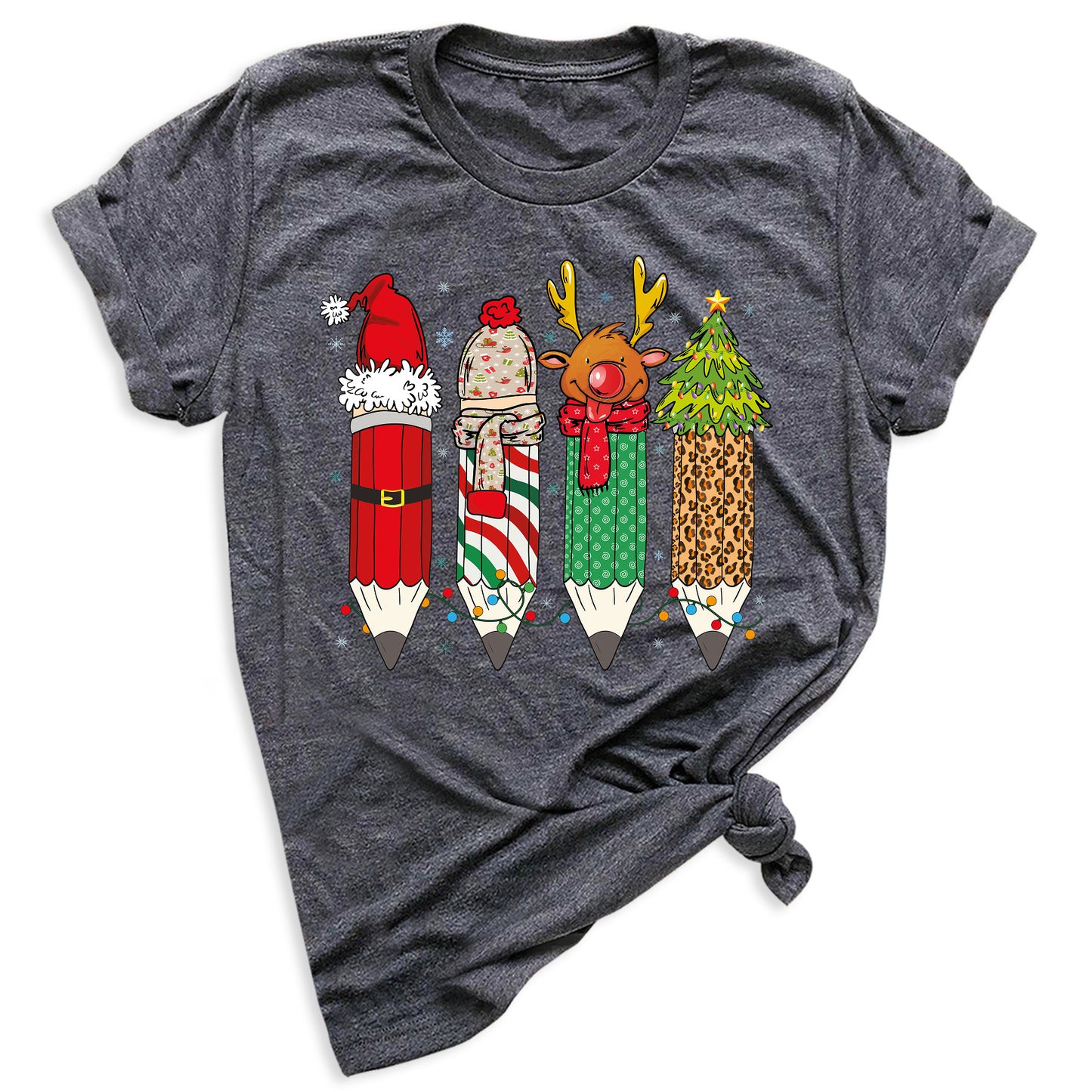 Christmas Teacher Shirt – Teacher Pencil Tee, Santa Holiday Shirt, School Xmas Teacher Life Top for Women