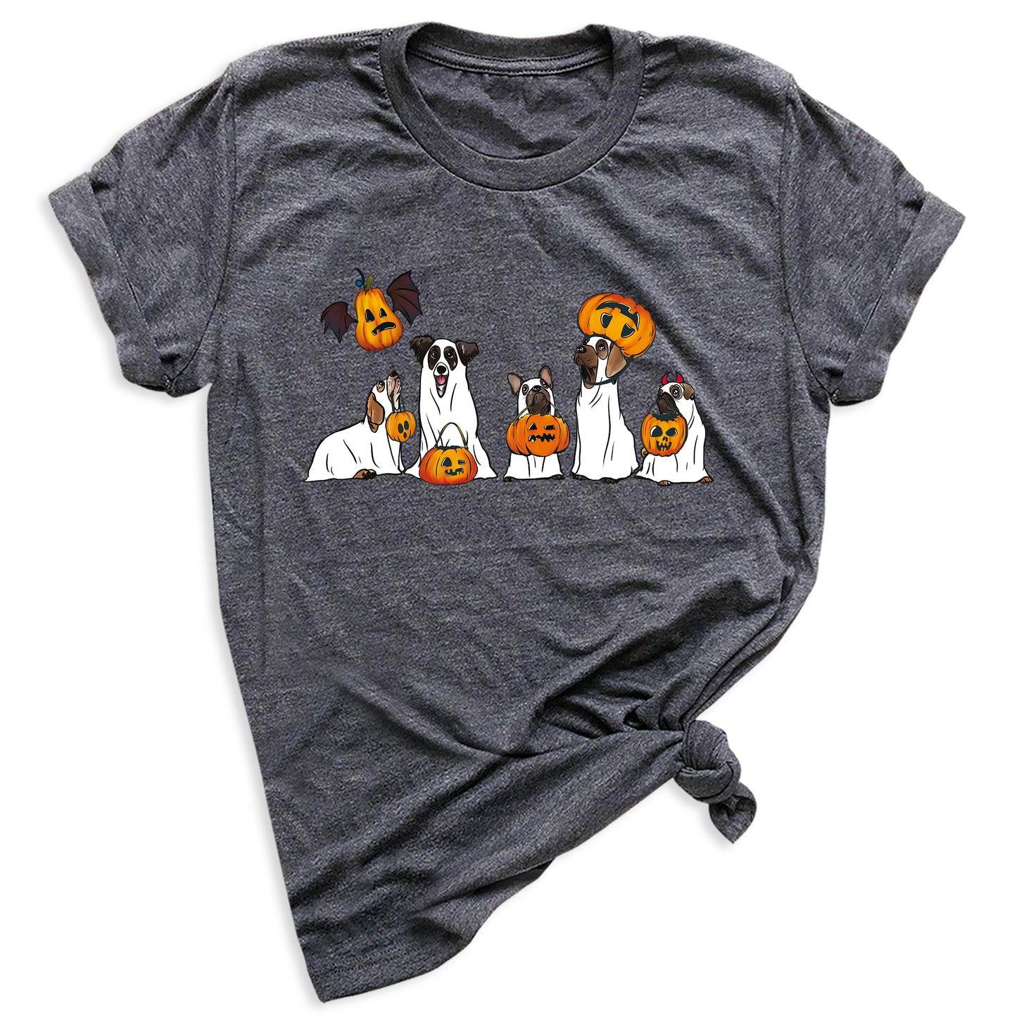 Halloween Ghost Dogs Shirt – Cute Dog Lover Tee for Women Men, Funny Pumpkin & Bat Halloween Top, Dog Mom Spooky Season Outfit