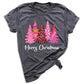Merry Christmas Tree Shirt for Women – Pink Leopard Print Holiday Tee, Cute Winter Outfit, Ladies Christmas Party Top