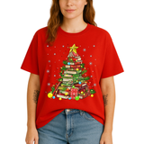 Christmas Books Tree Shirt – Book Lover Holiday Tee, Reading Xmas Top for Teachers, Students & Librarians