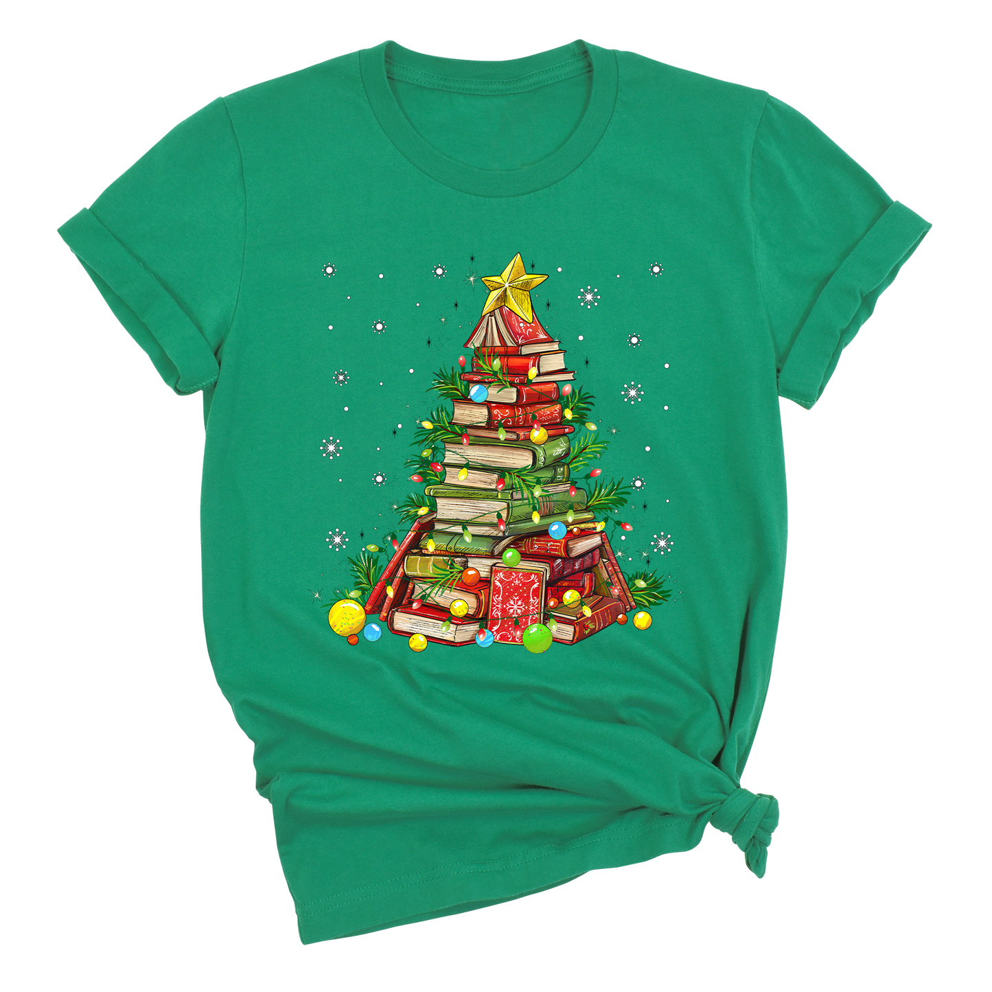 Christmas Books Tree Shirt – Book Lover Holiday Tee, Reading Xmas Top for Teachers, Students & Librarians