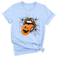 Leopard Lips & Pumpkin Tongue Halloween Graphic Tee – Witches & Halloweentown Shirt