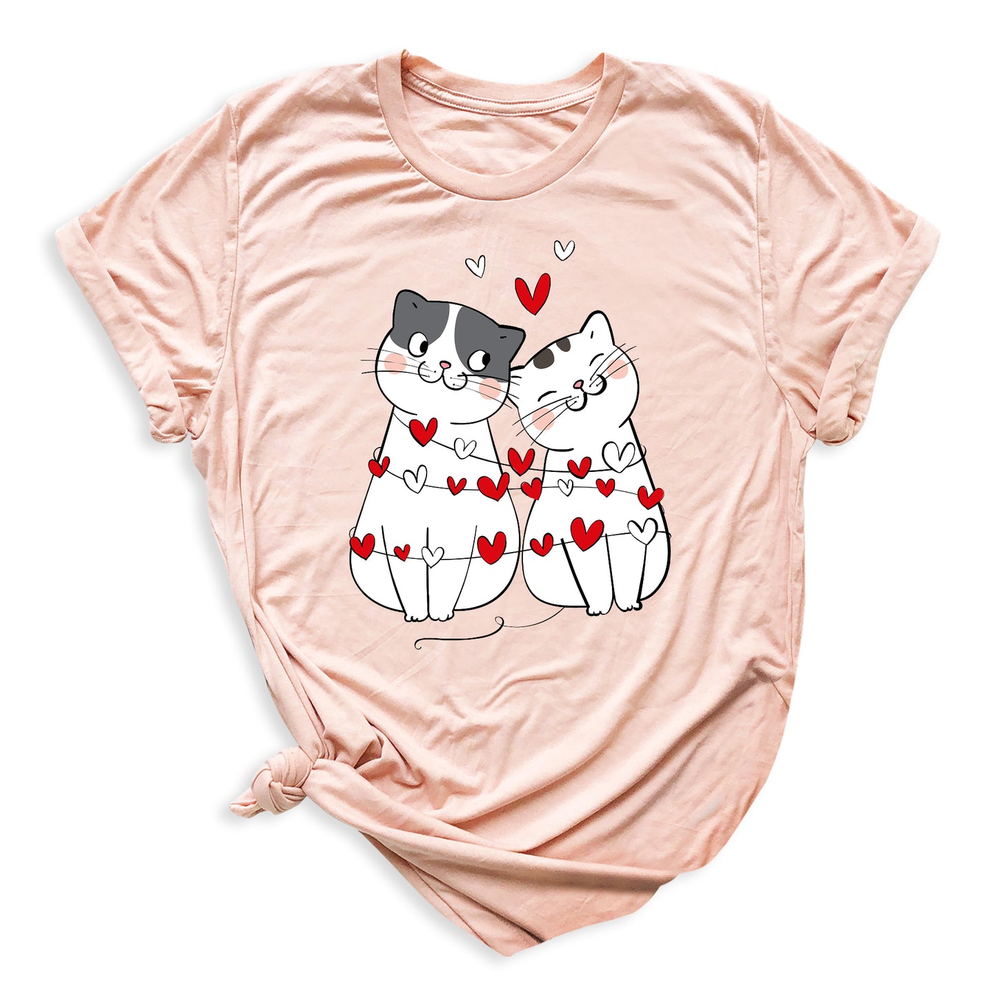 Valentine’s Day Cat Shirt for Couples – Cute Cats with Hearts Tee
