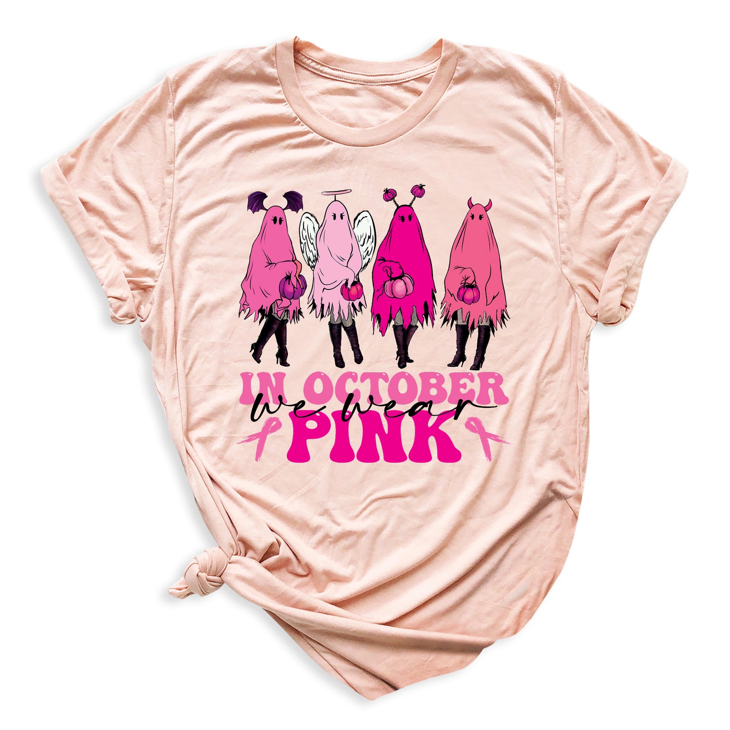 Breast Cancer Halloween Shirt – Pink Ghost Tee | Breast Cancer Awareness October Shirt