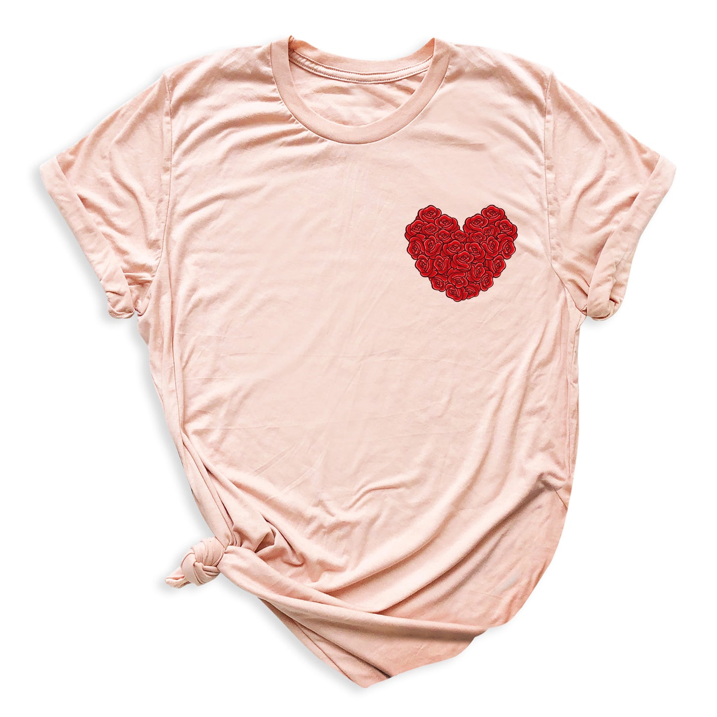 Red Roses Heart Shirt – Valentine Floral Love Tee for Women