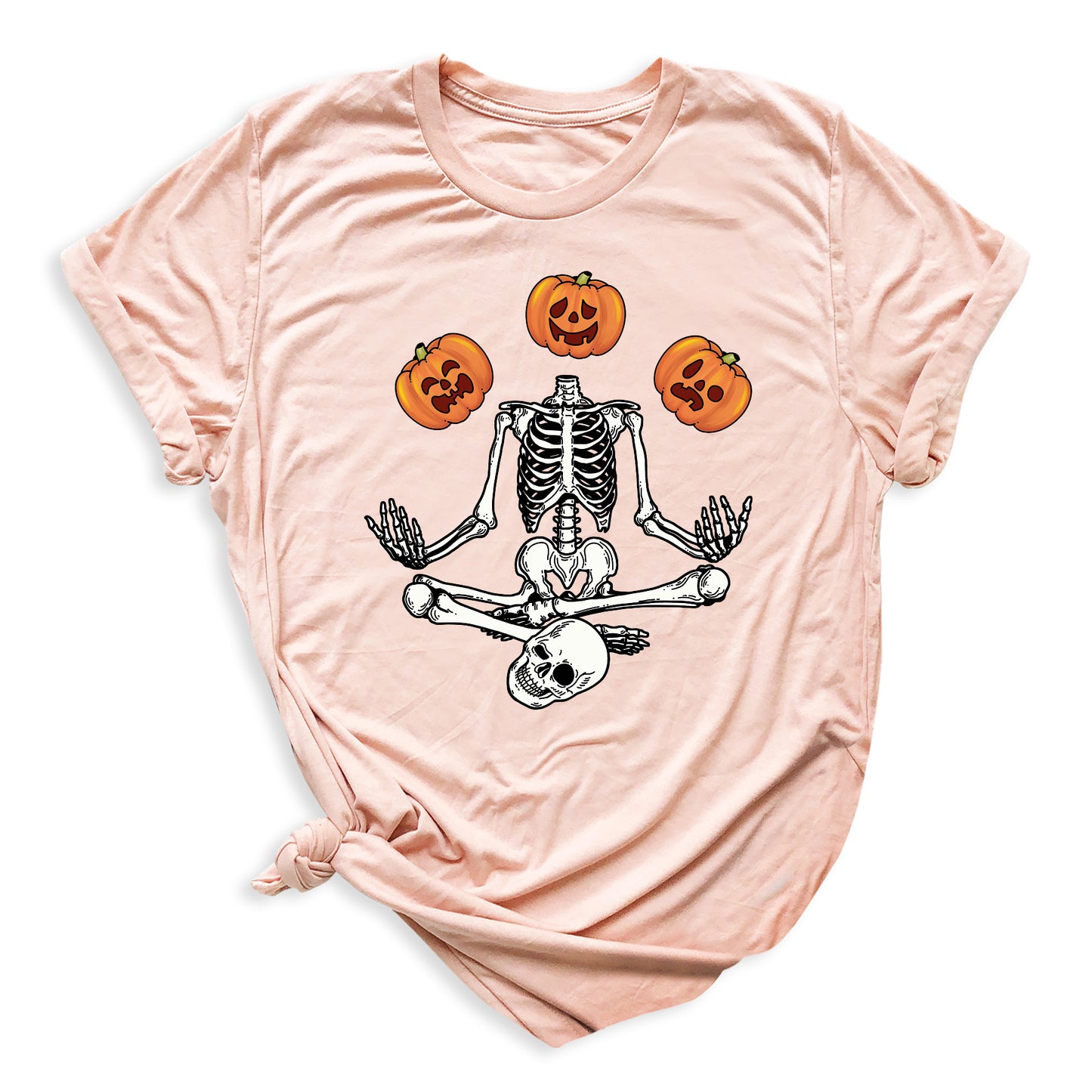 Funny Skeleton Yoga Halloween Shirt – Spooky Season Pumpkin Tee