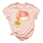 Coquette Santa Hat Pink Bow Shirt – Trendy Christmas Tee for Women & Girls, Xmas Party Holiday Top