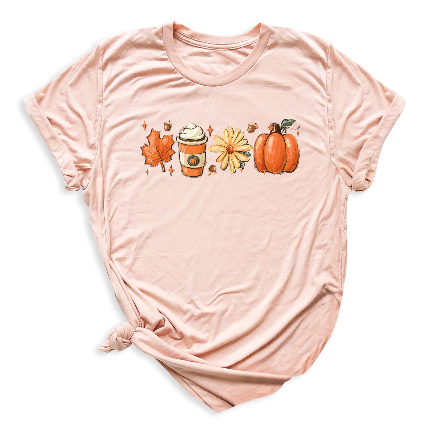 Thanksgiving Shirt with Leaves & Pumpkin – Retro Fall Coffee Lovers Tee