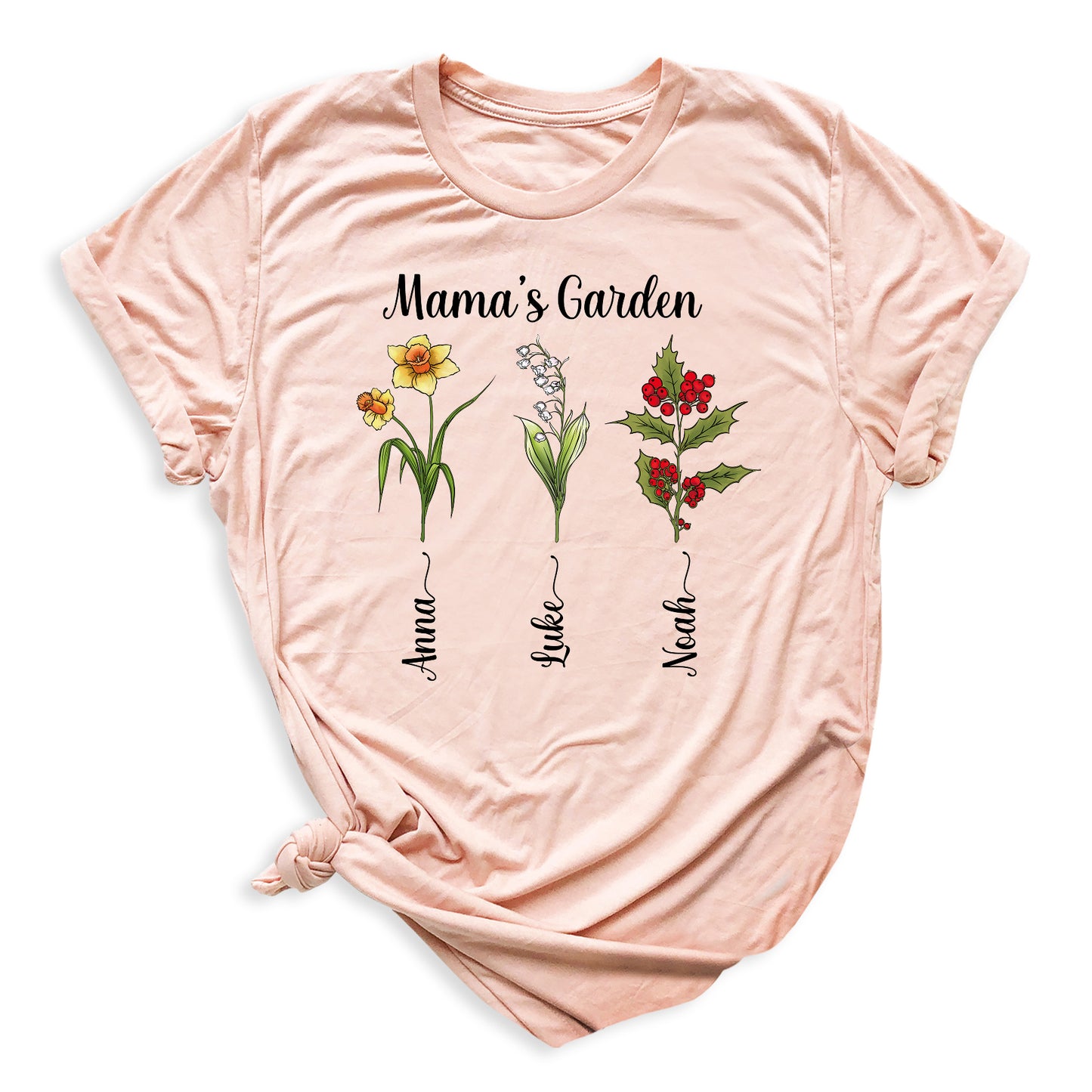 Personalized Birth Month Flower Mom Shirt – Custom Mama’s Garden Tee with Kids Names