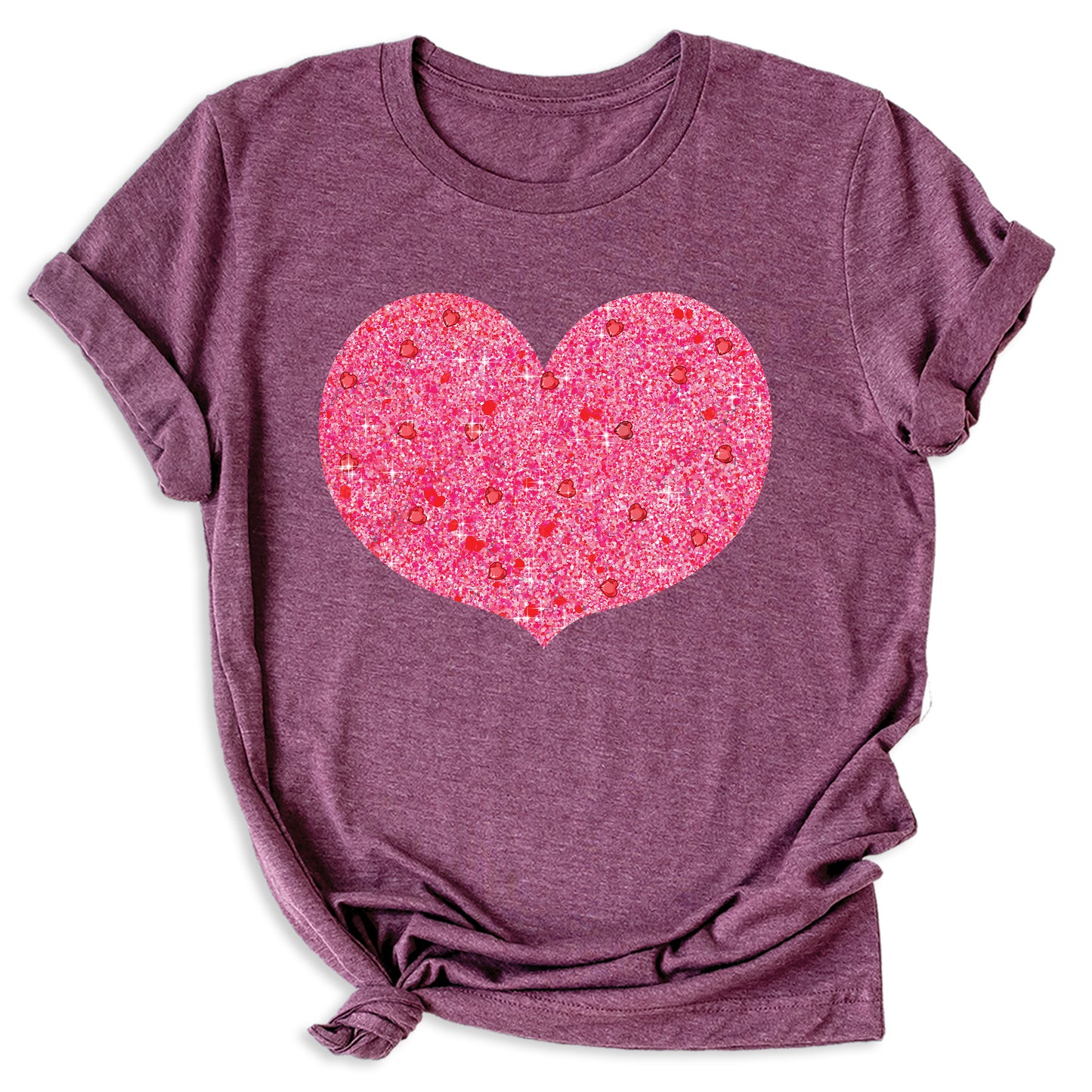 Valentines Day Pink Glitter Heart Shirt – Cute Love Graphic Tee