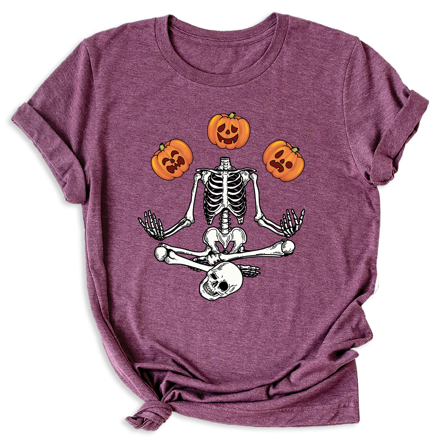 Funny Skeleton Yoga Halloween Shirt – Spooky Season Pumpkin Tee