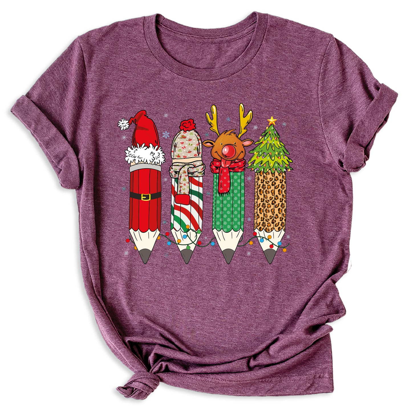 Christmas Teacher Shirt – Teacher Pencil Tee, Santa Holiday Shirt, School Xmas Teacher Life Top for Women