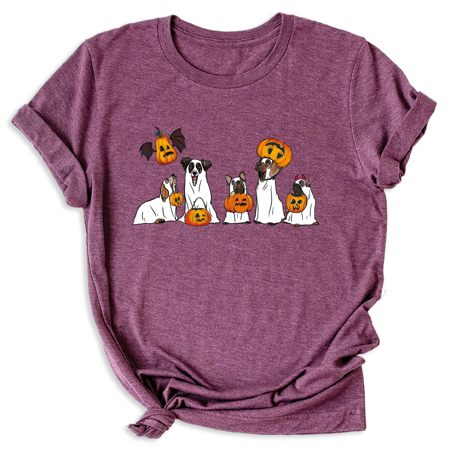 Halloween Ghost Dogs Shirt – Cute Dog Lover Tee for Women Men, Funny Pumpkin & Bat Halloween Top, Dog Mom Spooky Season Outfit