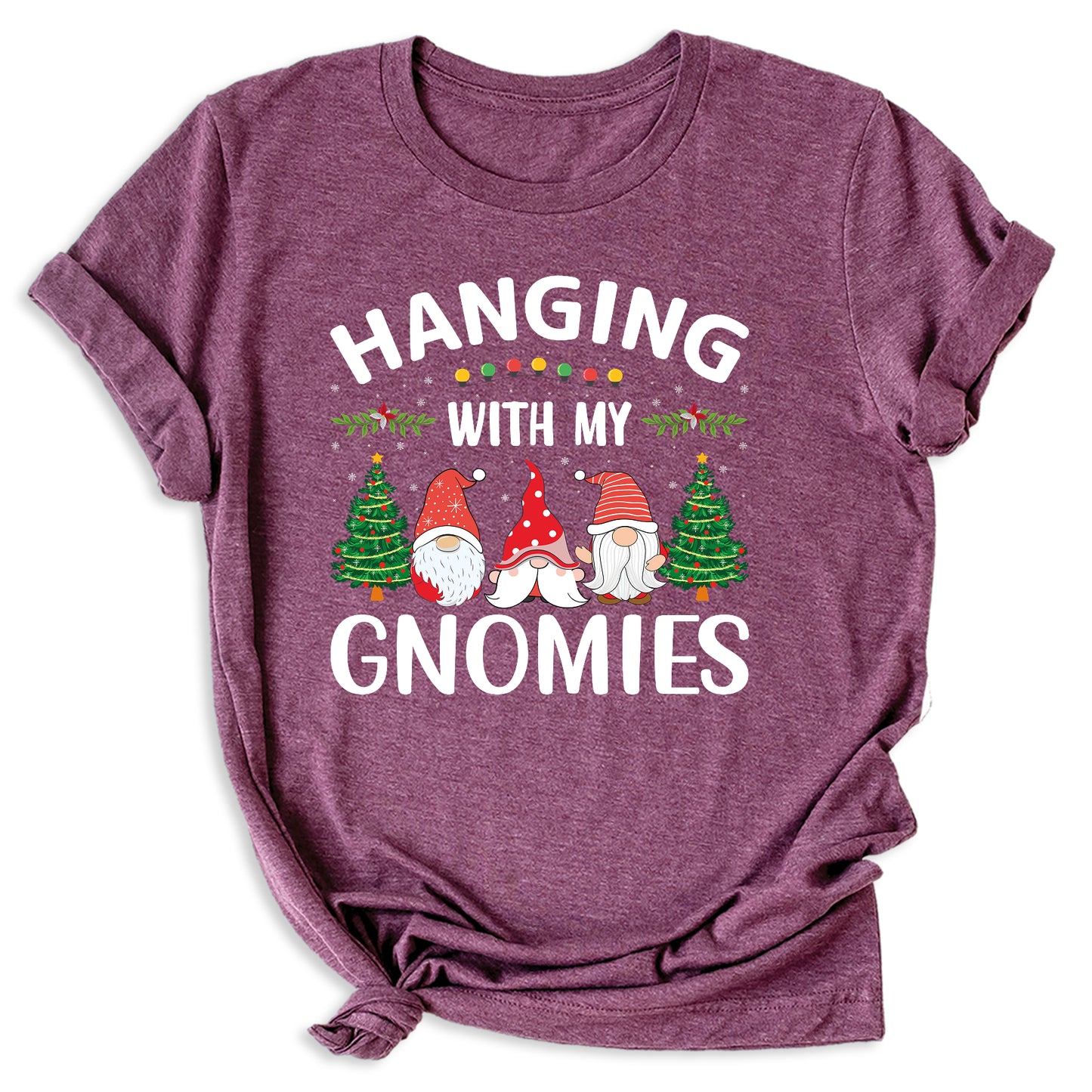 Hanging With My Gnomies Christmas Shirt – Cute Gnome Holiday Tee, Family Matching Xmas T-Shirt, Santa Gnome Party Shirt