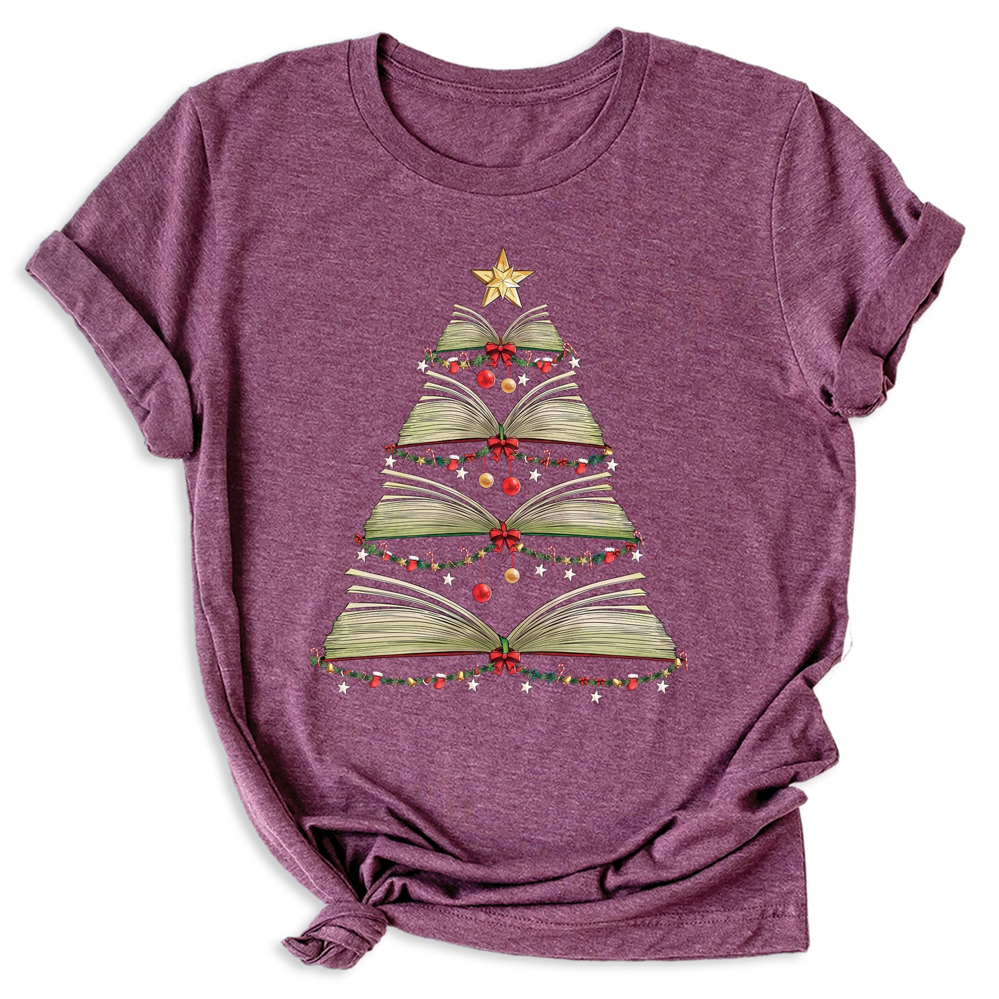 Books Tree Christmas Shirt – Book Lover Holiday Bookworm Tee