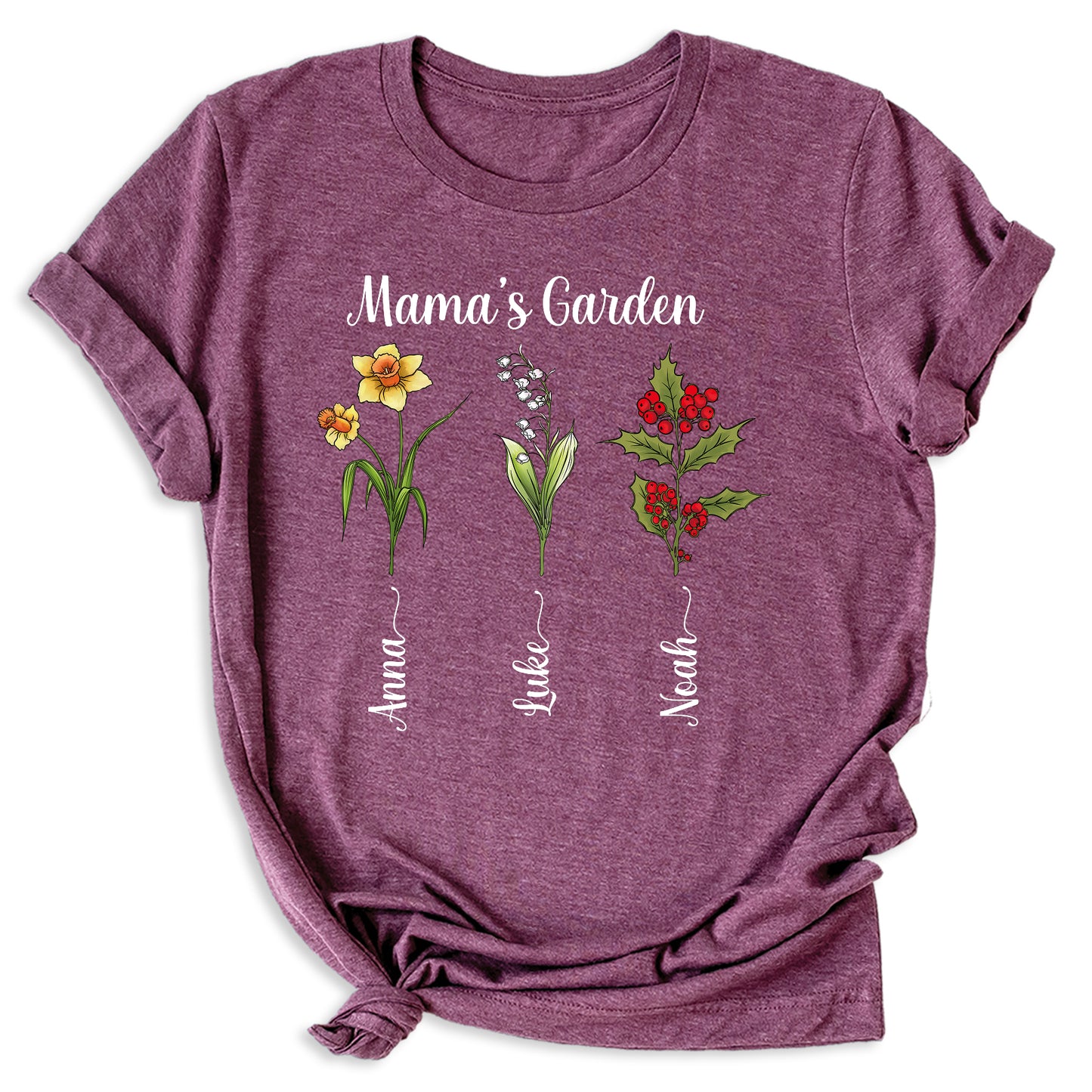 Personalized Birth Month Flower Mom Shirt – Custom Mama’s Garden Tee with Kids Names